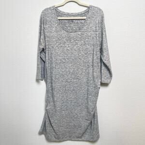 Liz Lange Maternity XXL Heathered Gray Ruched Side 3/4 Sleeve Dress Stretch Knit
